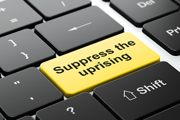 Image showing Politics concept: Suppress The Uprising on computer keyboard background