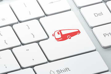 Image showing Tourism concept: Bus on computer keyboard background