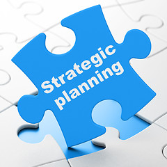 Image showing Finance concept: Strategic Planning on puzzle background