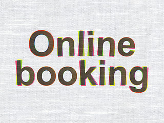 Image showing Tourism concept: Online Booking on fabric texture background