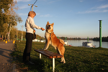 Image showing Landy palying with dog