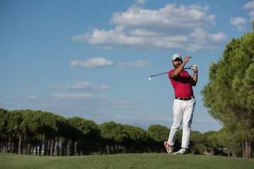 Image showing golf player hitting long shot