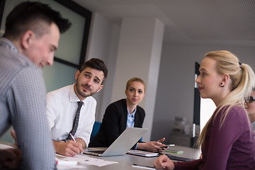 Image showing business people group on meeting at modern startup office