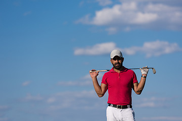 Image showing handsome middle eastern golf player portrait at course