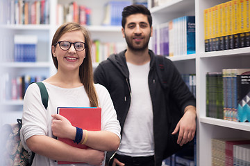 Image showing students group  in school  library