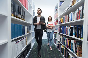 Image showing students group  in school  library