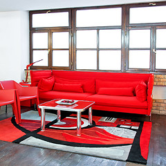 Image showing Red living room