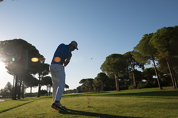 Image showing golf player hitting shot