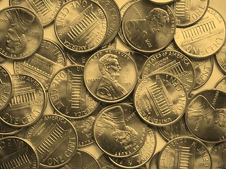 Image showing Dollar coins background - vintage