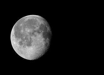 Image showing Waning gibbous moon with copy space