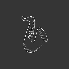 Image showing Saxophone. Drawn in chalk icon.