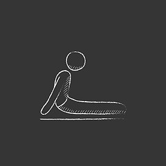 Image showing Man practicing yoga. Drawn in chalk icon.