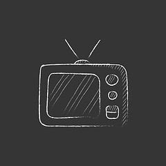 Image showing Retro television. Drawn in chalk icon.