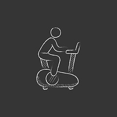 Image showing Man training on exercise bike. Drawn in chalk icon.