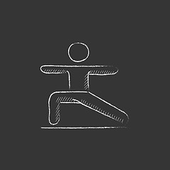 Image showing Man practicing yoga. Drawn in chalk icon.