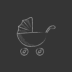 Image showing Baby stroller. Drawn in chalk icon.