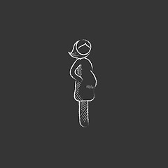 Image showing Pregnant woman. Drawn in chalk icon.