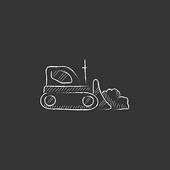 Image showing Bulldozer. Drawn in chalk icon.