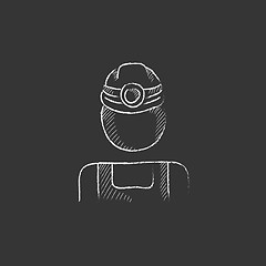 Image showing Coal miner. Drawn in chalk icon.