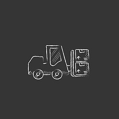 Image showing Forklift. Drawn in chalk icon.