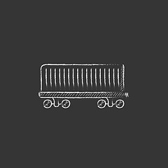 Image showing Cargo wagon. Drawn in chalk icon.