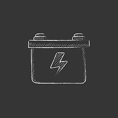 Image showing Car battery. Drawn in chalk icon.