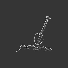 Image showing Mining shovel. Drawn in chalk icon.