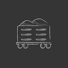 Image showing Cargo wagon. Drawn in chalk icon.