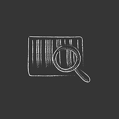 Image showing Magnifying glass and barcode. Drawn in chalk icon.