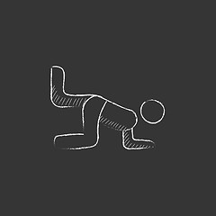 Image showing Man exercising buttocks. Drawn in chalk icon.