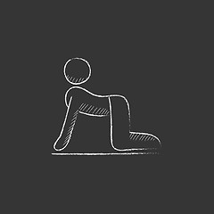 Image showing Man practicing yoga. Drawn in chalk icon.