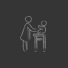 Image showing Woman taking care of baby. Drawn in chalk icon.