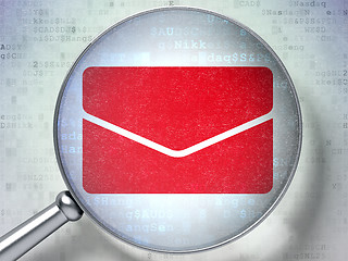 Image showing Finance concept: Email with optical glass on digital background