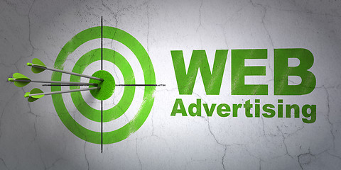 Image showing Marketing concept: target and WEB Advertising on wall background