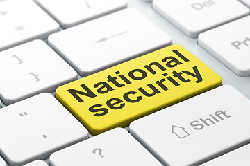 Image showing Protection concept: National Security on computer keyboard background