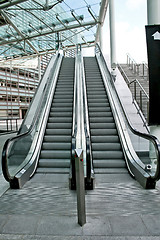 Image showing Two escalators