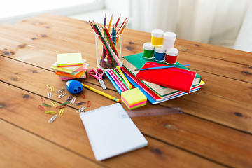 Image showing close up of stationery or school supplies on table