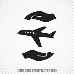 Image showing Insurance vector Airplane And Palm icon. Modern flat design.