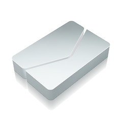 Image showing Finance icon: 3d metallic Email with reflection, vector illustration.