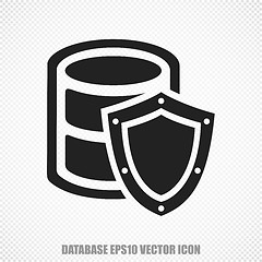 Image showing Programming vector Database With Shield icon. Modern flat design.