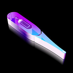 Image showing Health icon: 3d neon glowing Thermometer made of glass, vector illustration.