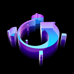 Image showing Timeline icon: 3d neon glowing Alarm Clock made of glass, vector illustration.