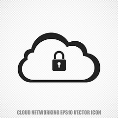 Image showing Cloud networking vector Cloud With Padlock icon. Modern flat design.