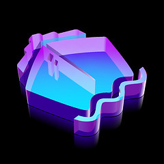 Image showing Vacation icon: 3d neon glowing Ship made of glass, vector illustration.