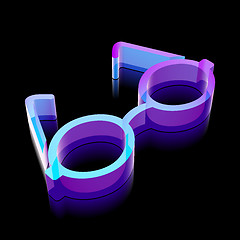 Image showing Science icon: 3d neon glowing Glasses made of glass, vector illustration.