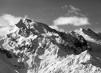 Image showing Black and white snowy mountains