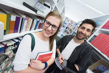 Image showing students group  in school  library