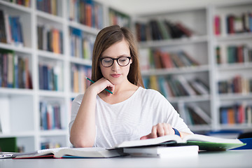 Image showing female student study in school library