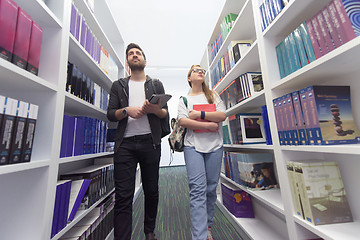 Image showing students group  in school  library