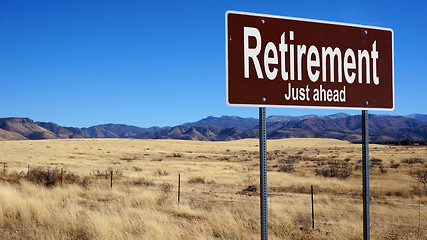 Image showing Retirement brown road sign